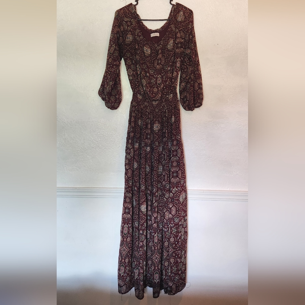Abercrombie & Fitch Long Rustic Pattern Off the Shoulder Maxi Dress